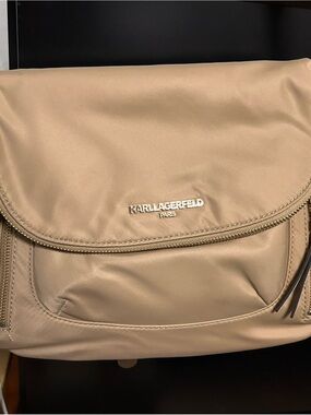 Karl Lagerfeld Beige/Tan Interior Zip Crossbody